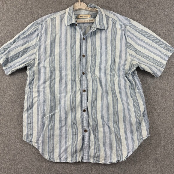 Tommy Bahama Other - Tommy Bahama Linen Short Sleeve Shirt Men's‎ XL Blue Striped